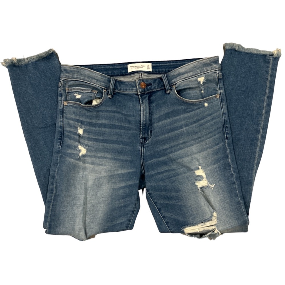 ABERCROMBIE & FITCH Mid-Rise Super Skinny Distressed Ankle Jean SIZE 14L